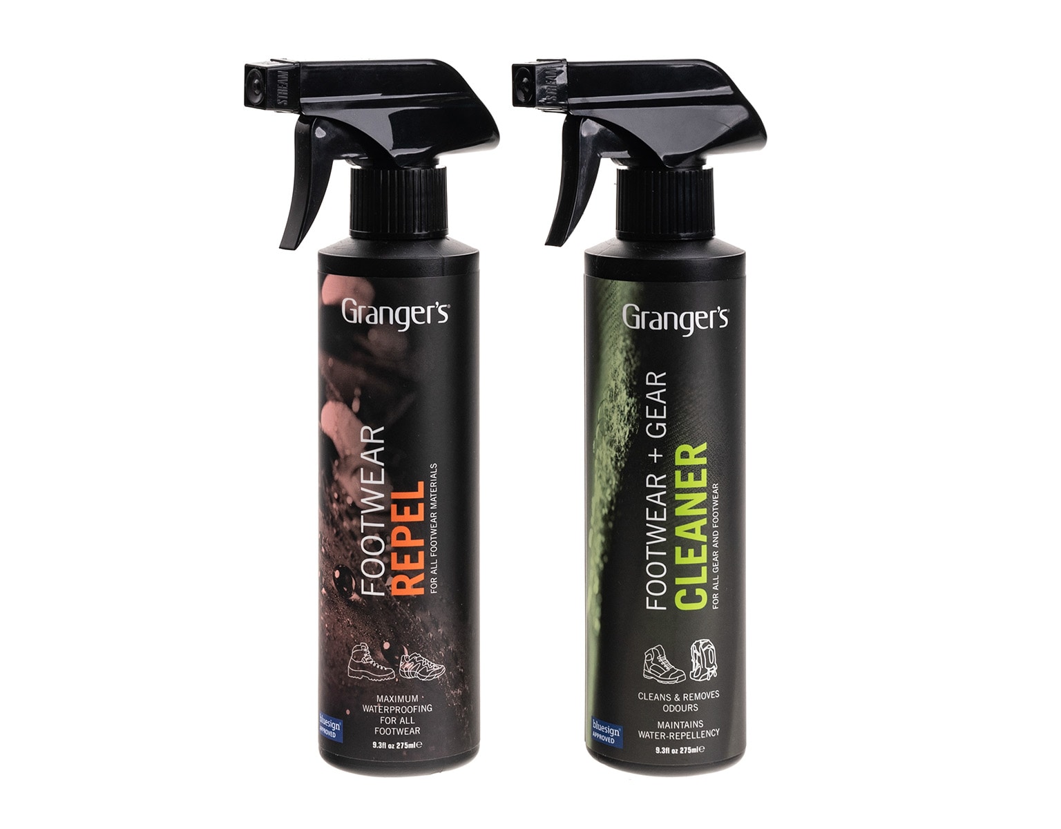 Grangers - Footwear Repel + Gear Cleaner Set - Reinigungsspray für Ausrüstung & Schuhimprägnierer - 2x275 ml