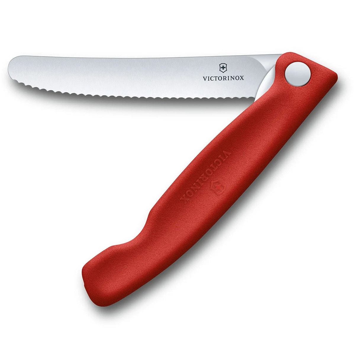 Victorinox - faltbares Küchenmesser - Wellenschliff und abgerundete Spitze - Rot