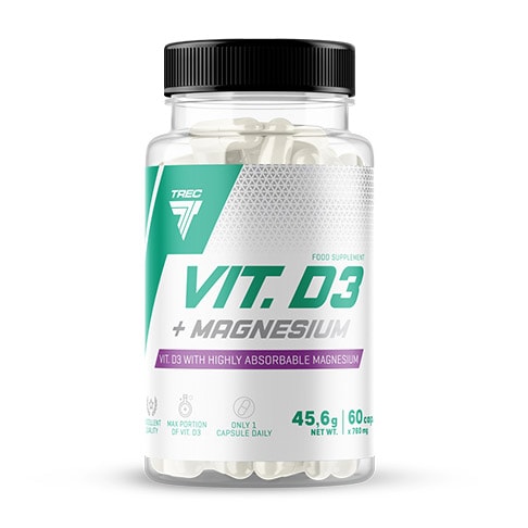 Trec - Vitamin D3 mit Magnesium - Nahrungsergänzungsmittel - 60 Kapseln