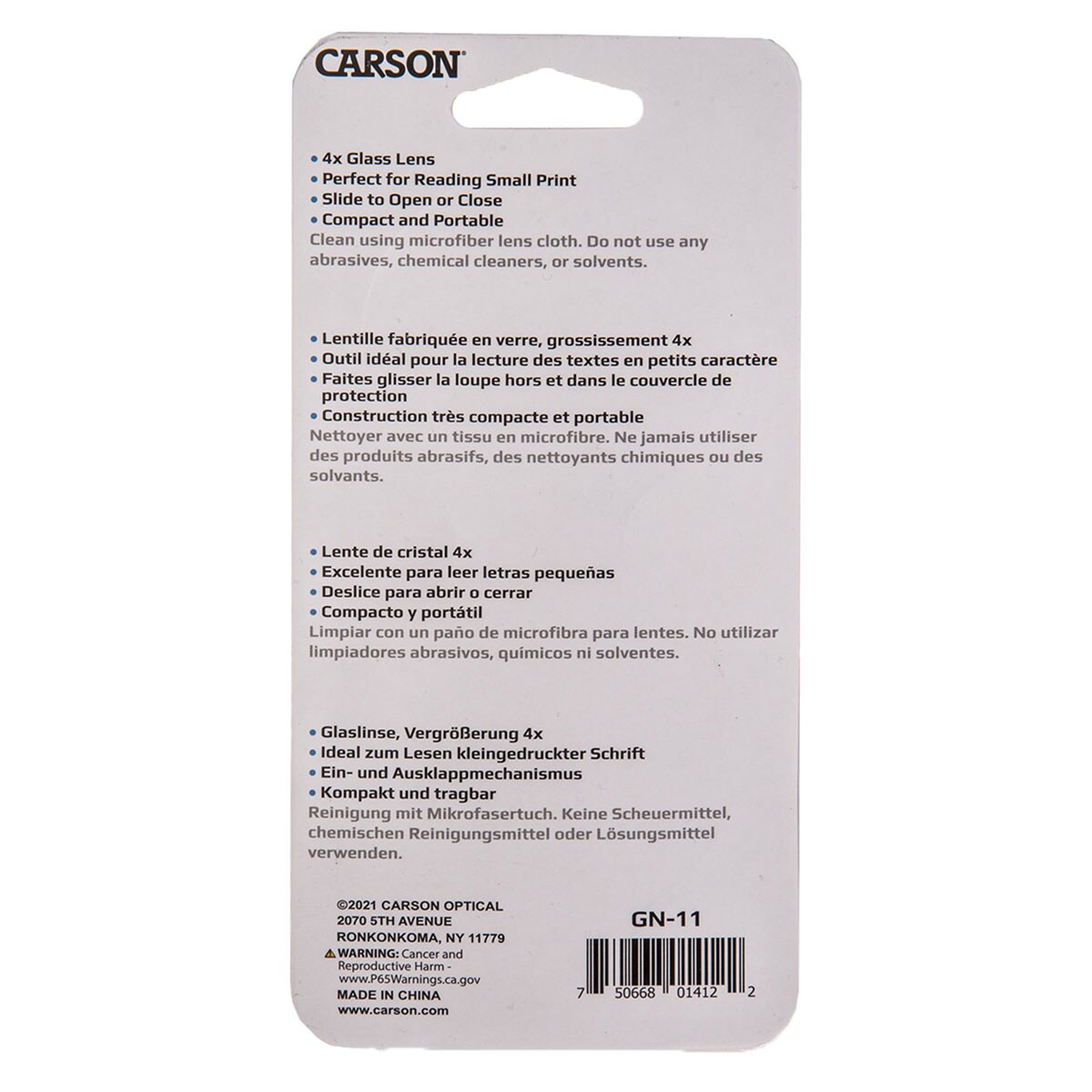 Carson - Slide-Open Magnifier - Lupe - 4x