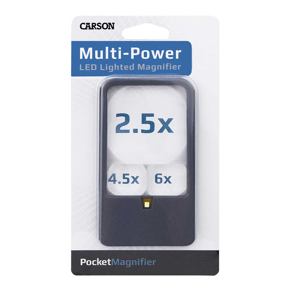 Carson - Multi-Power LED Lighted Pocket Magnifier - Lupe - 2,5x / 4,5x / 6x