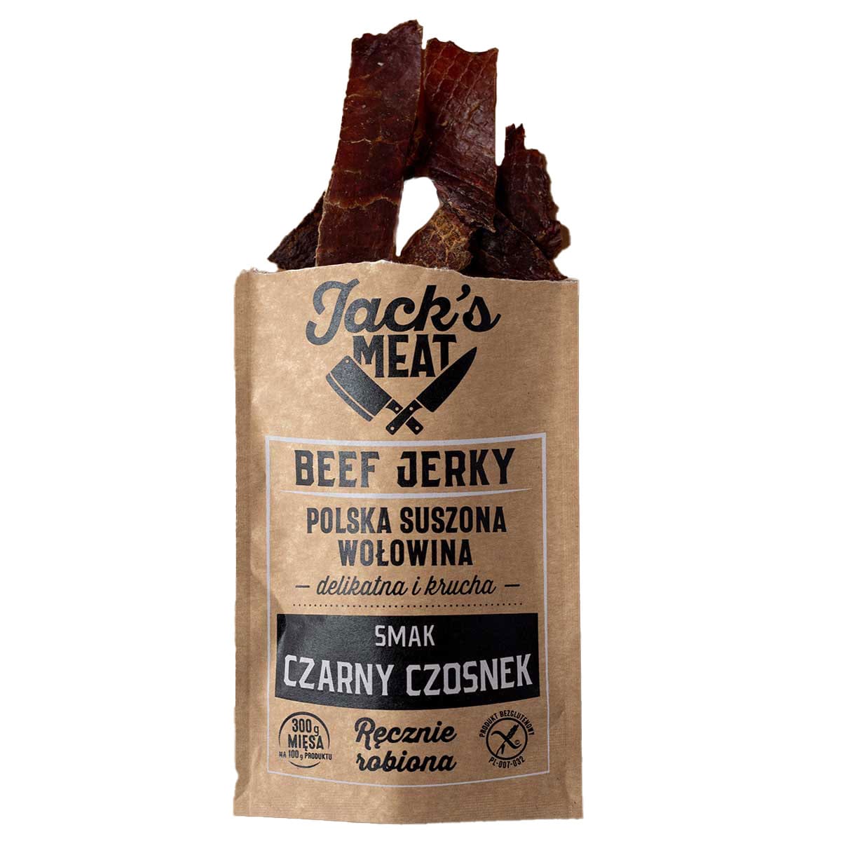 Jack's Meat - Beef Jerky - Getrocknetes Rindfleisch mit schwarzem Knoblauchgeschmack - 30 g