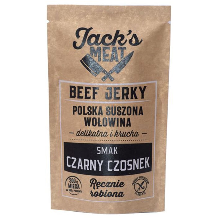 Jack's Meat - Beef Jerky - Getrocknetes Rindfleisch mit schwarzem Knoblauchgeschmack - 30 g