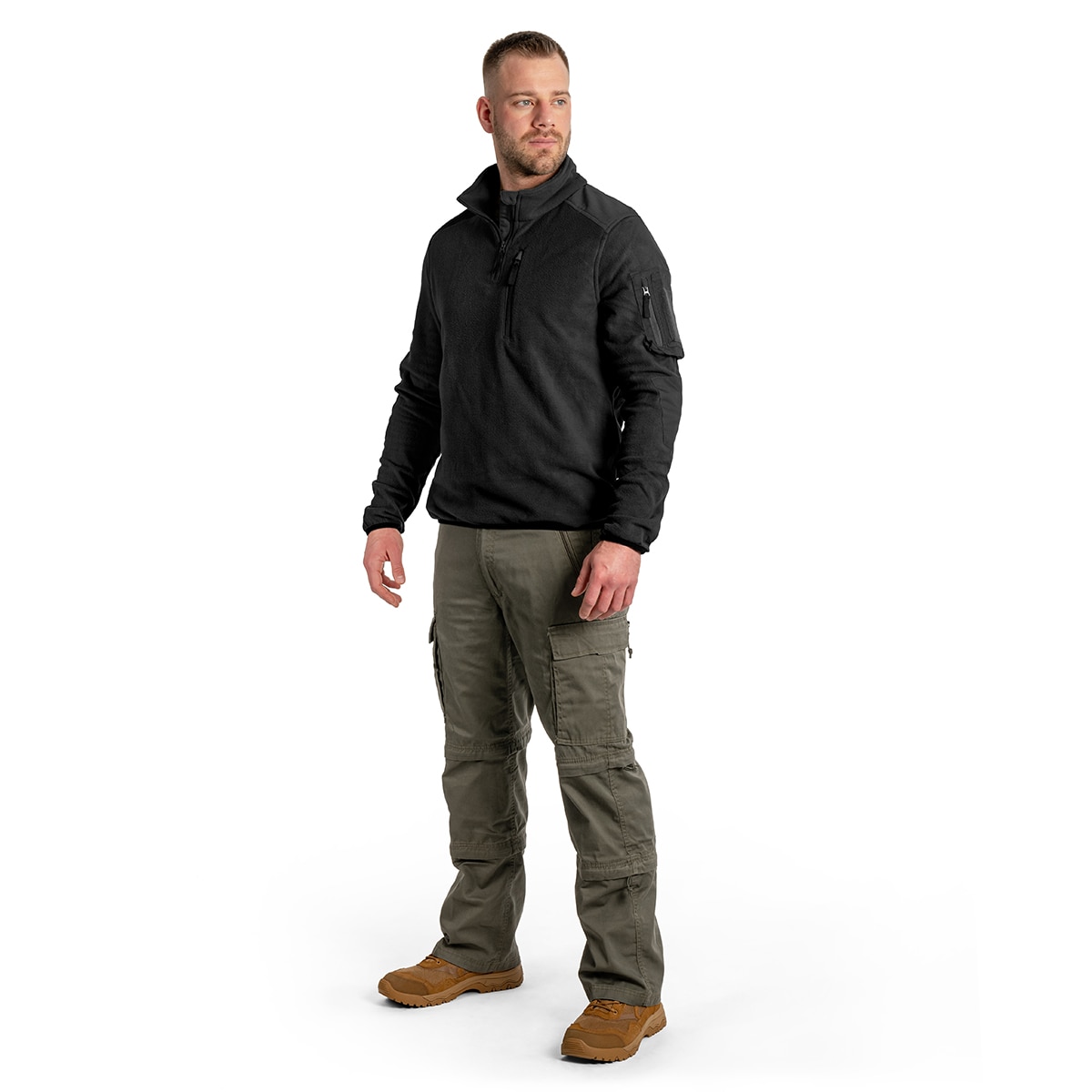 Brandit - Fleece Troyer Ripstop - Fleecejacke - Black