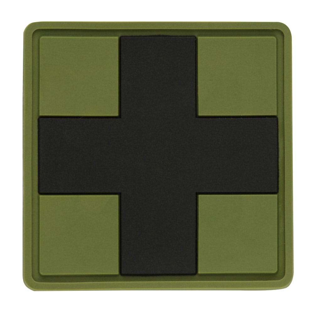 M-Tac - Medic Cross Square PVC - Aufnäher für Medizinisches Sanitätspersonal - Black/Olive