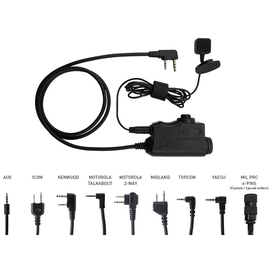 Earmor - Militärisches M51-M1 PTT-Modul für Headsets - Motorola 1-poliger Anschluss