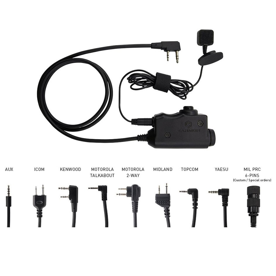 Earmor - Militärisches M51 PTT-Modul für Headsets - Midland-Anschluss