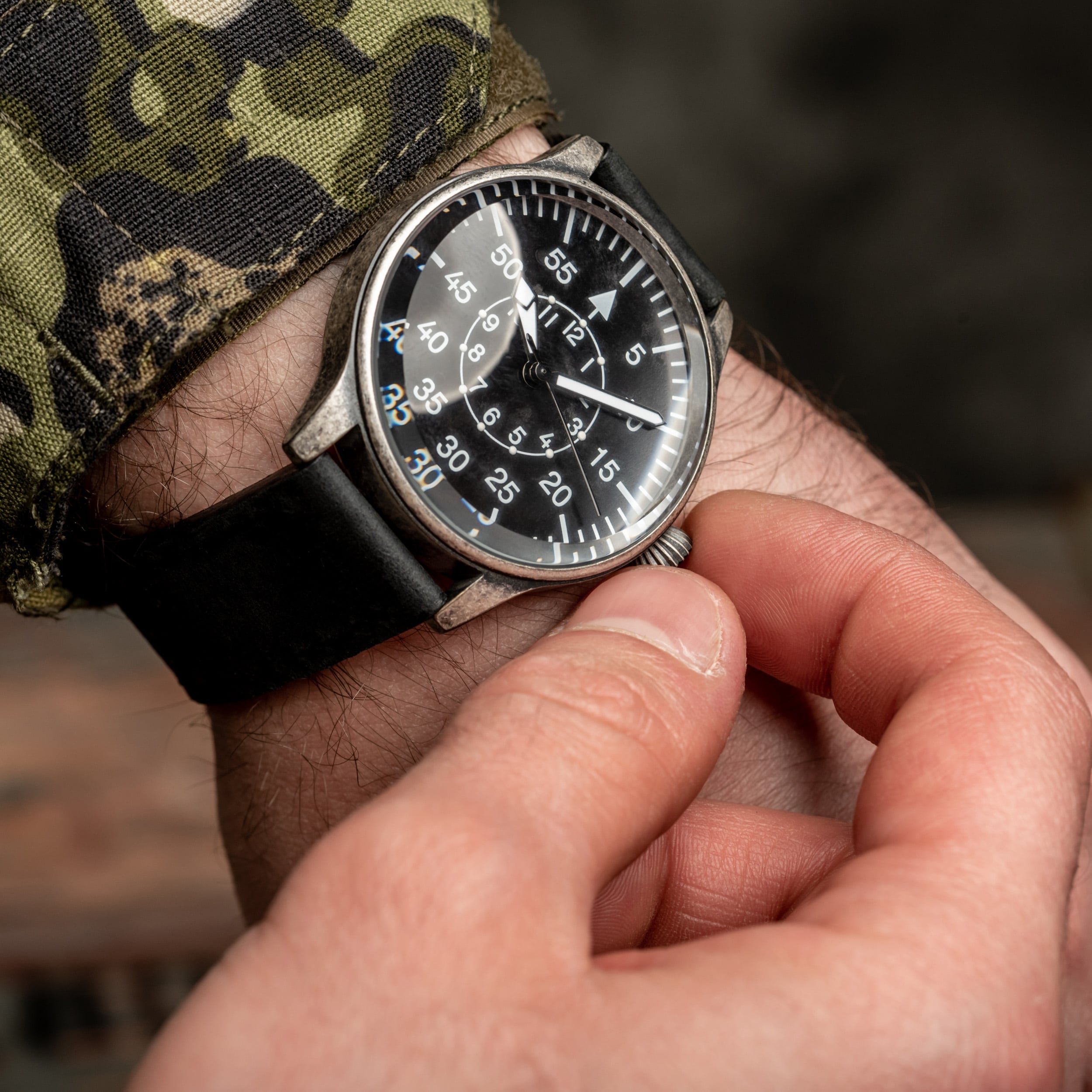 Mil Tec Army Retro Pilot Quartz Watch Handuhr Black online kaufen MILITARY.EU Shop