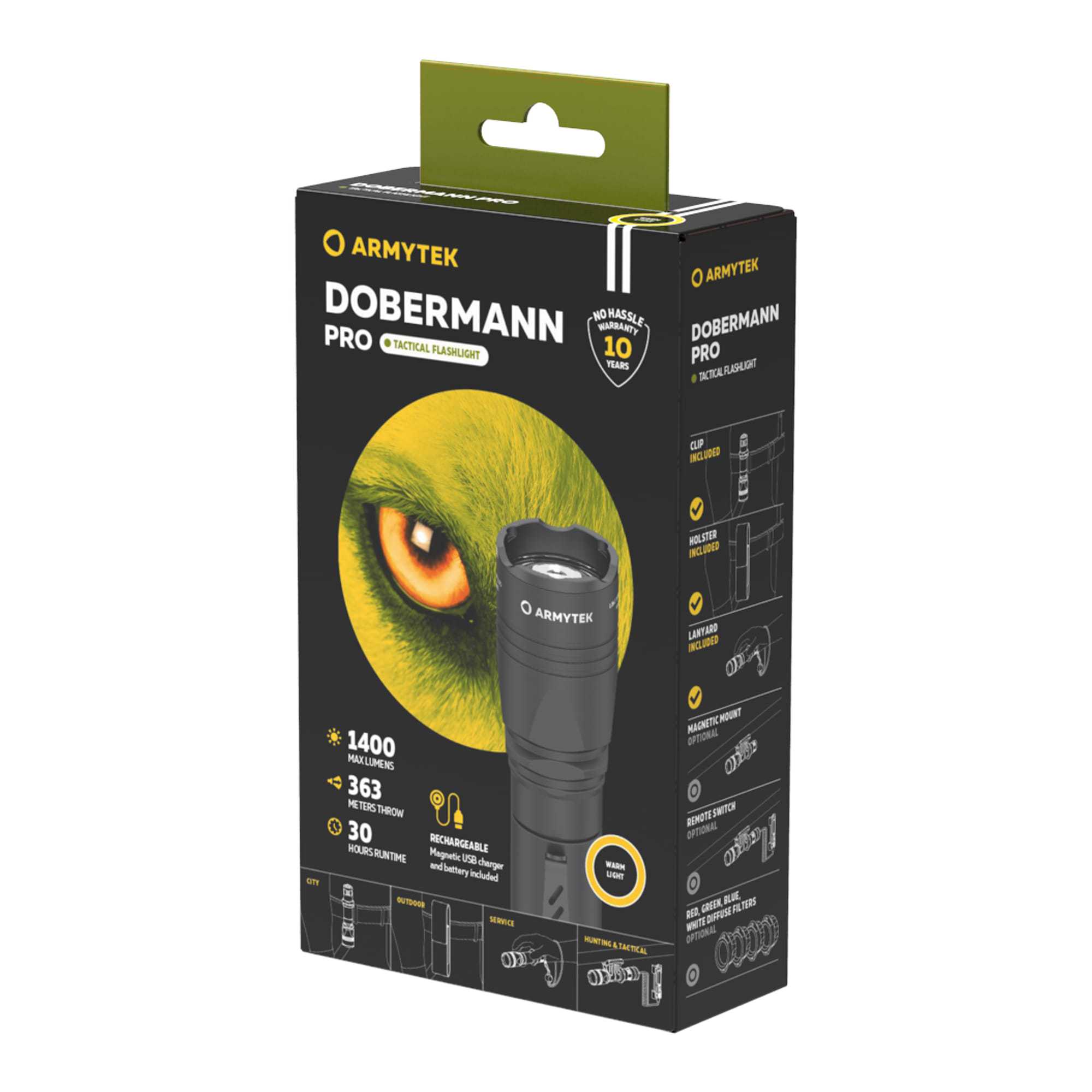 Armytek - Dobermann Pro Magnet USB - Taktische Taschenlampe 1400 Lumen