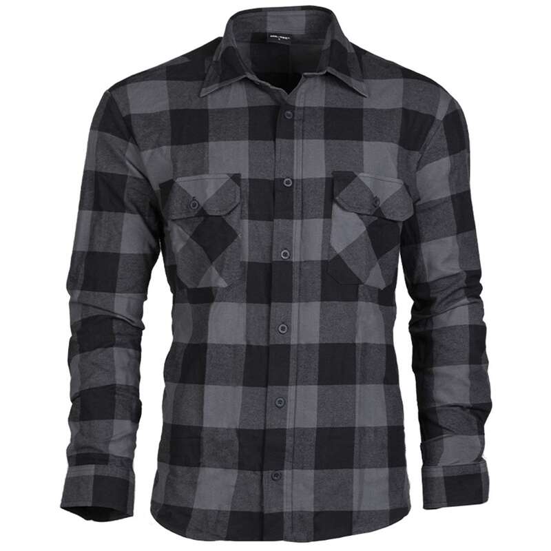 Mil-Tec - Flannel Shirt Light Longsleeve - Hemd - Black/Gray 