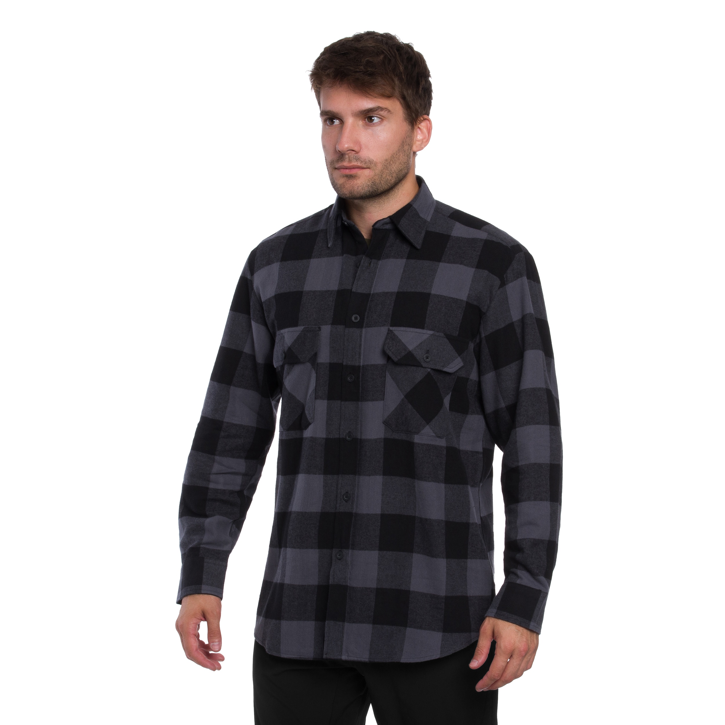 Mil-Tec - Flannel Shirt Light Longsleeve - Hemd - Black/Gray