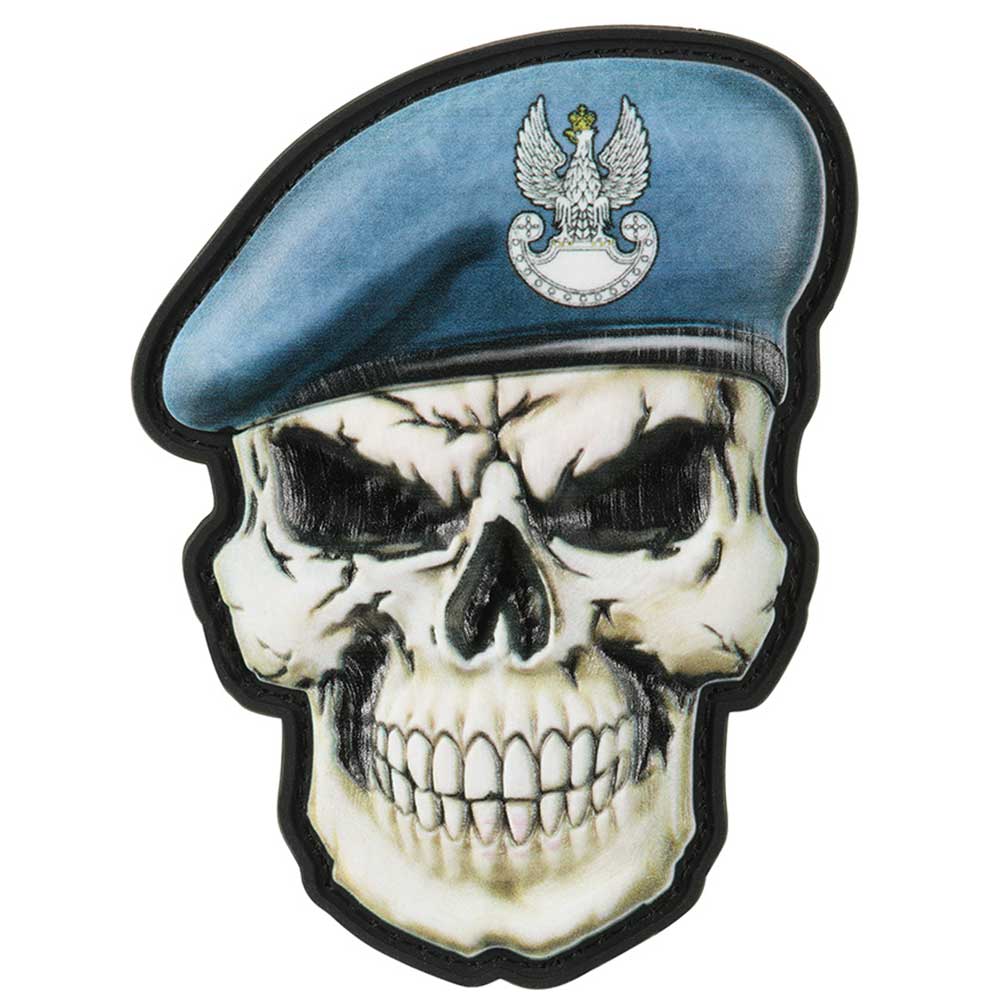 M-Tac - Totenkopf mit Barett Polnische Küstenverteidigung 3D PVC - Aufnäher - Blue