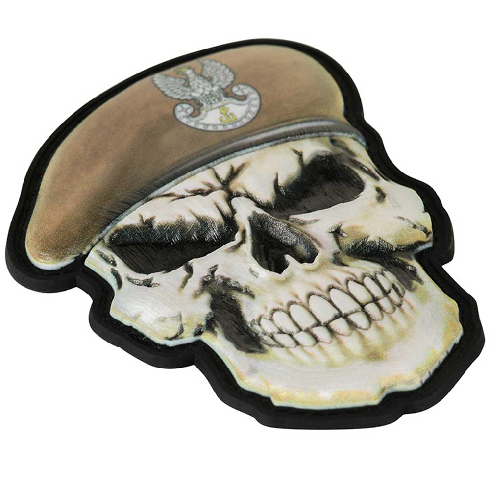 M-Tac - Totenkopf mit Barett Polnische Armee zur Territorialverteidigung 3D PVC - Aufnäher - Olive