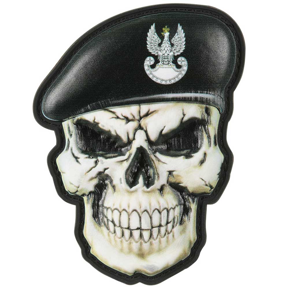 M-Tac - Totenkopf mit Barett Polnische Panzertruppe 3D PVC - Aufnäher - Black