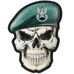 M-Tac - Totenkopf mit Barett Polnische Spezialeinheit 3D PVC - Aufnäher - Dark Green