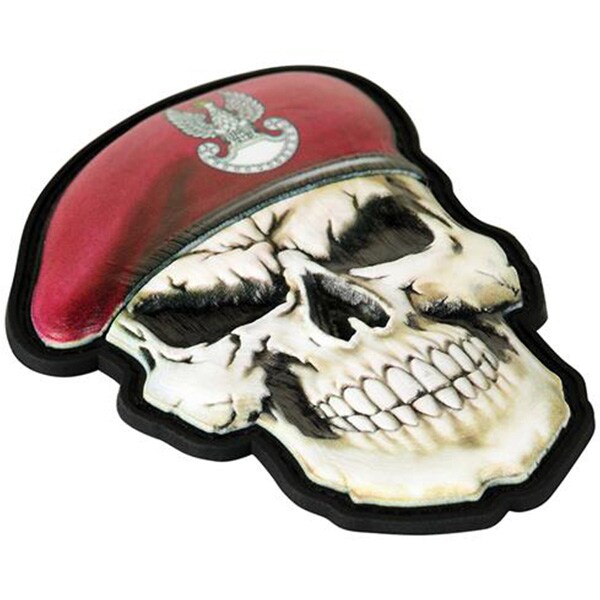 M-Tac - Totenkopf mit Barett Polnische Luftlandetruppen 3D PVC - Aufnäher - Dark Burgundy