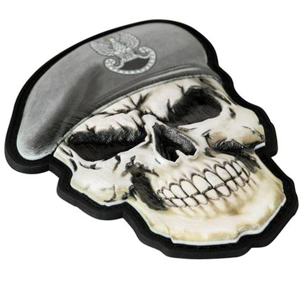 M-Tac - Totenkopf mit Barett GROM 3D PVC - Aufnäher - Grey