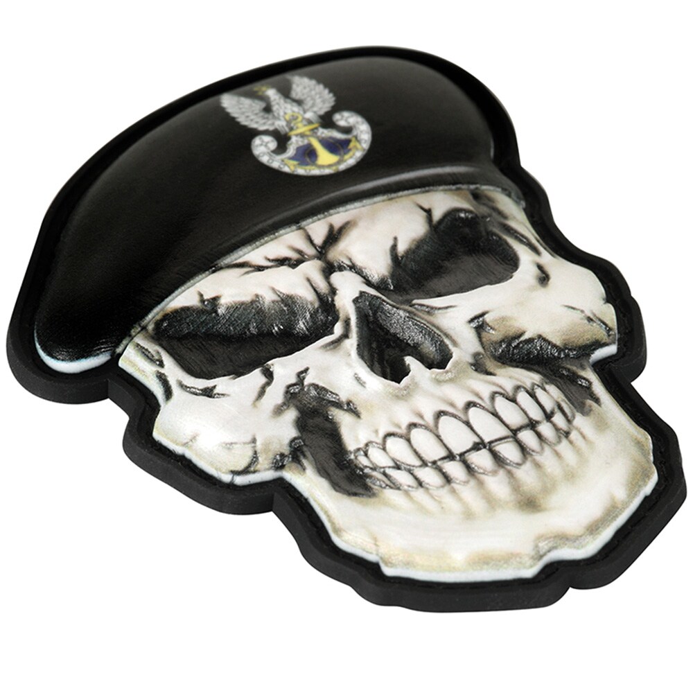 M-Tac - Totenkopf mit Barett Polnische Marine 3D PVC - Aufnäher - Black