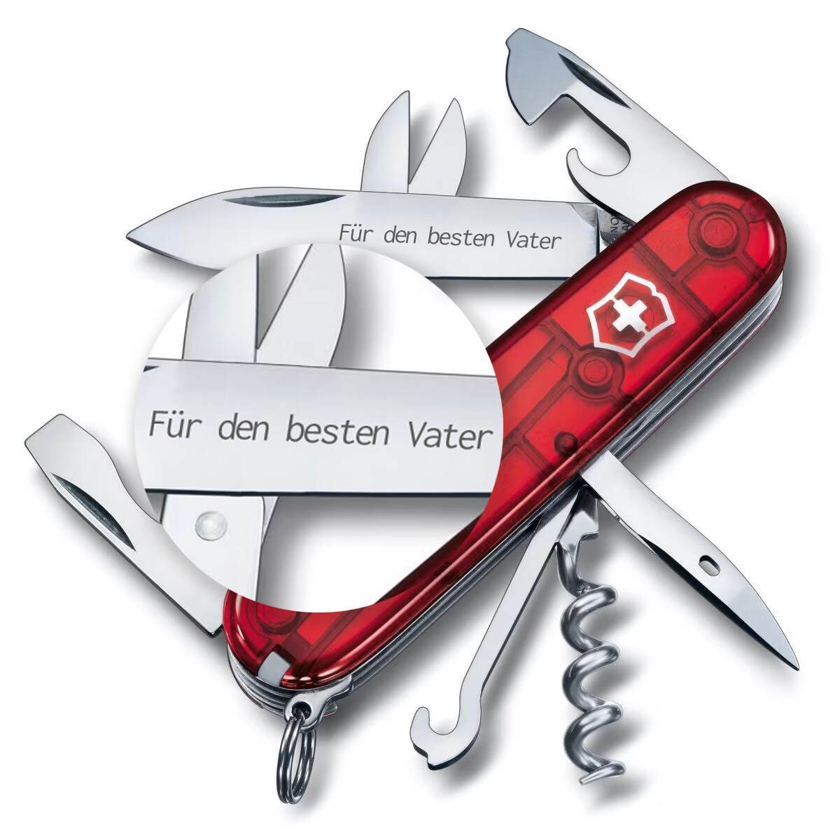 Victorinox Climber - Taschenmesser Transparent Red