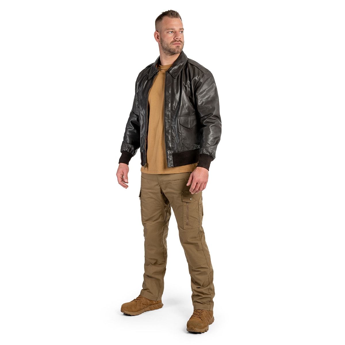 Mil-Tec - US A2 Leather Flight Jacket Brown - Jacke