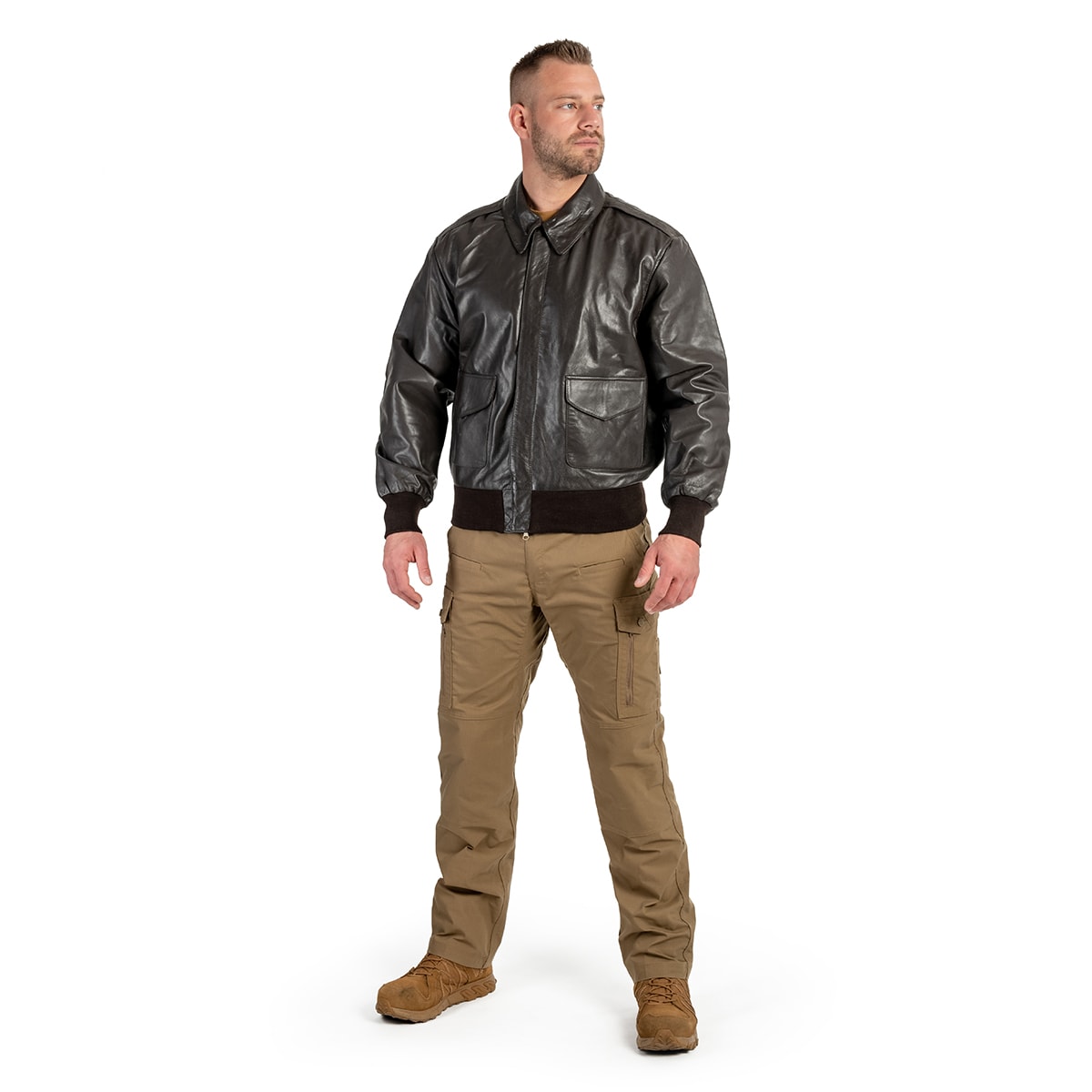 Mil-Tec - US A2 Leather Flight Jacket Brown - Jacke