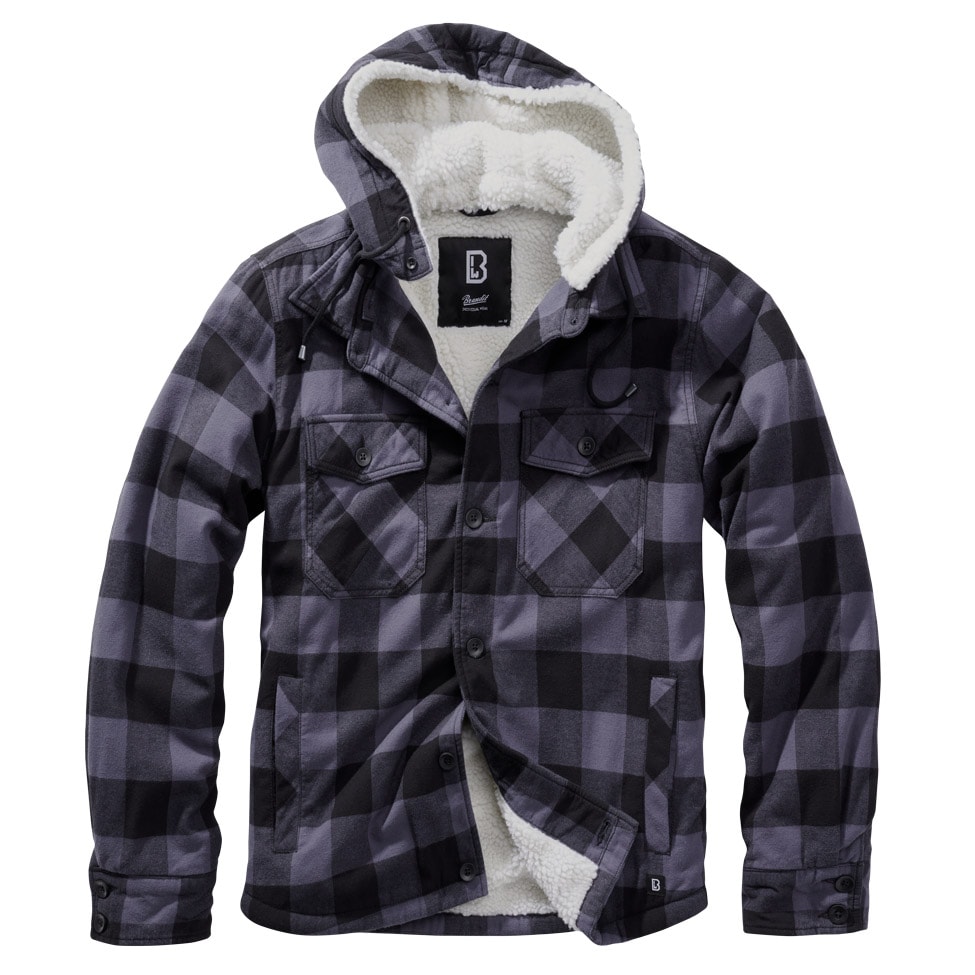 Brandit Lumberjacket Hooded - Jacke Black/Grey Gringham