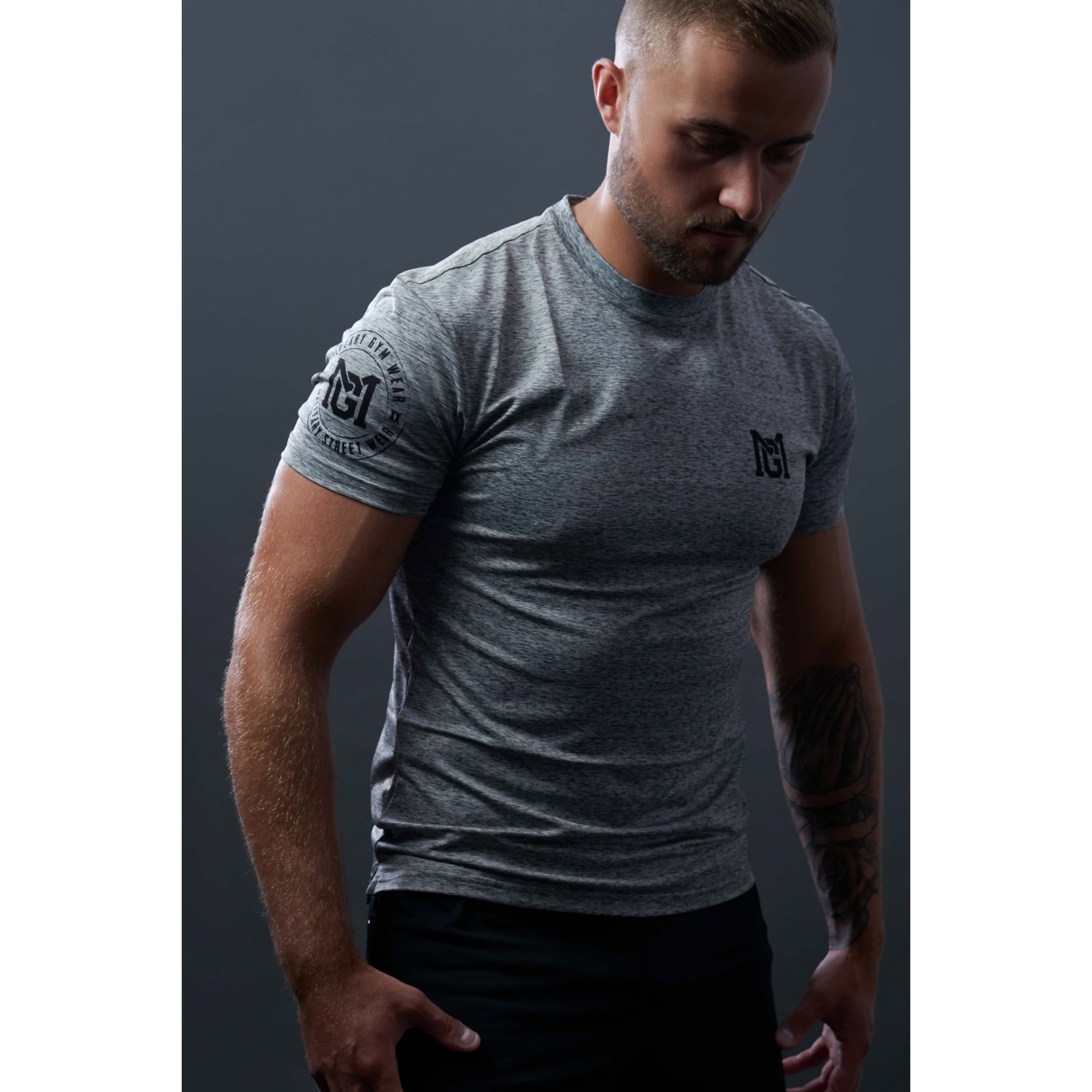 Military Gym Wear - Action Men Tee - Trainingsshirt - Grey Melange