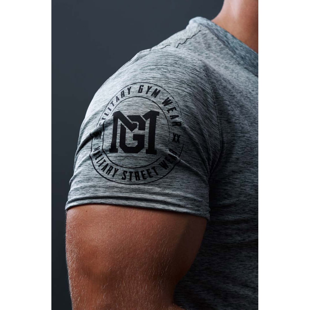 Military Gym Wear - Action Men Tee - Trainingsshirt - Grey Melange