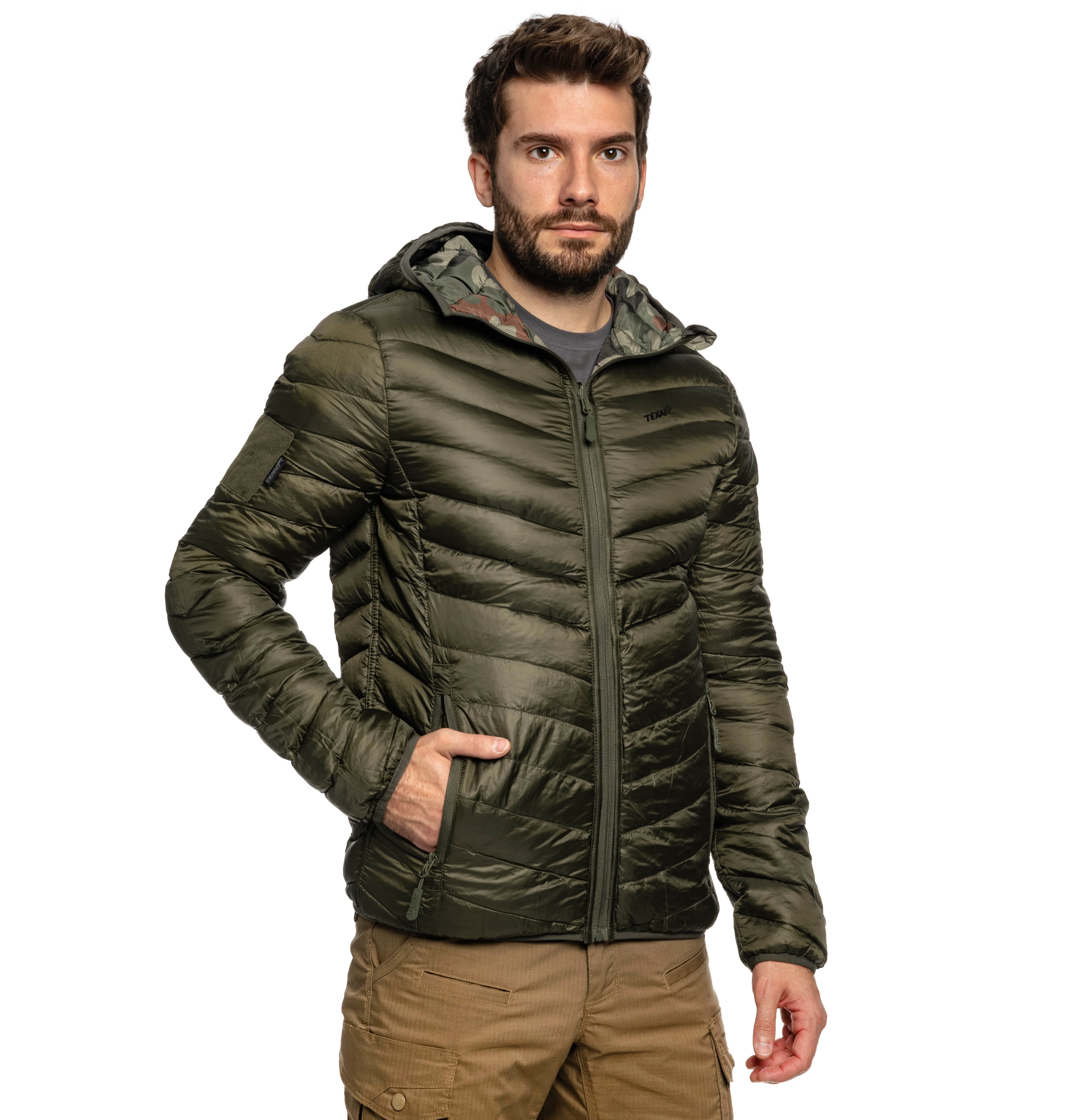 Texar - Reverse - Doppelseitige Daunenjacke - Olive/wz.93 Pantera PL Woodland