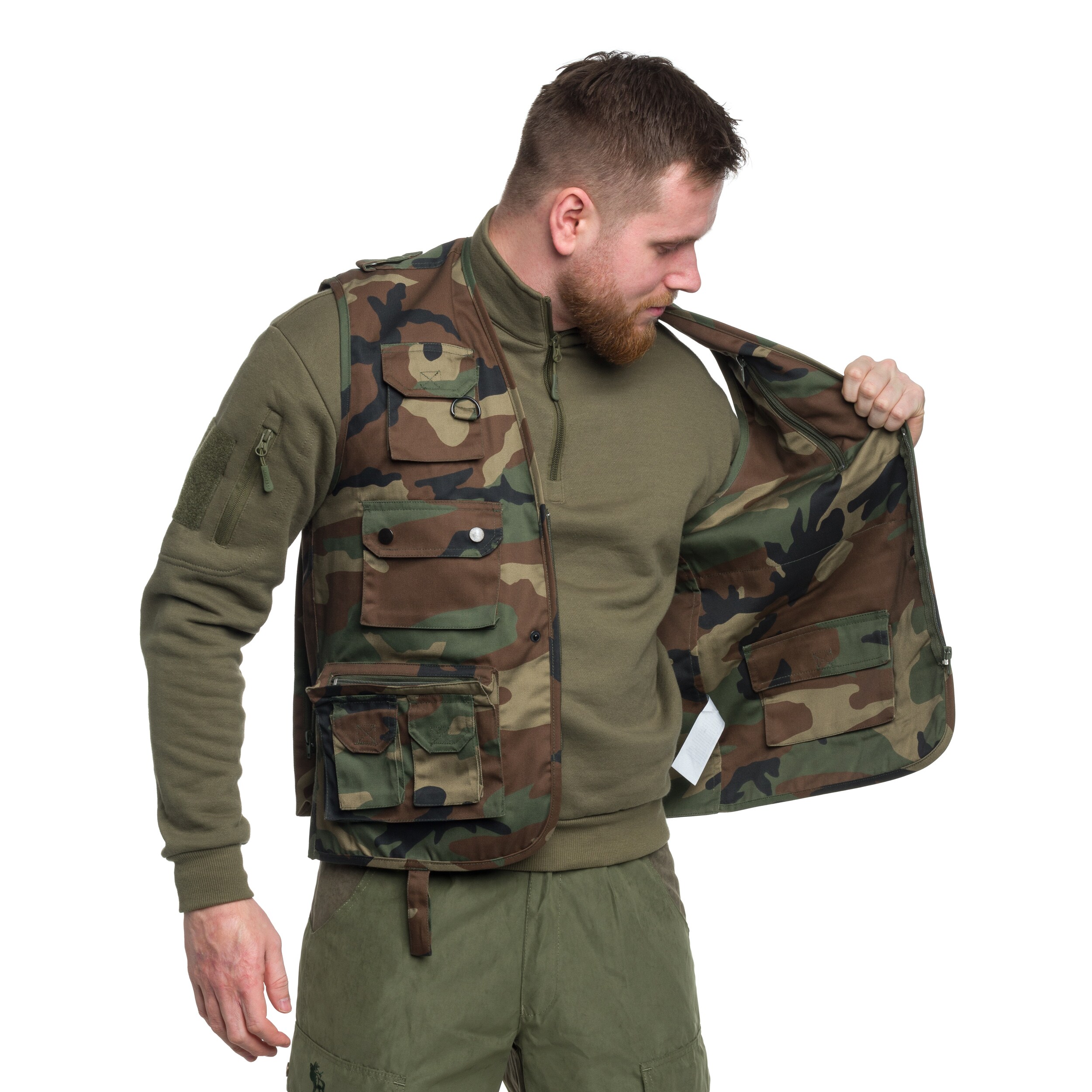 Mil-Tec - ärmelosse Jacke - Woodland