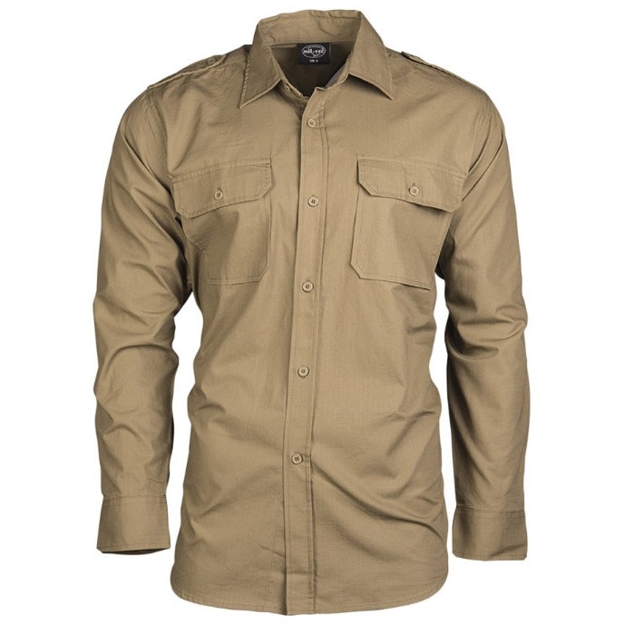 Mil-Tec Ripstop - Taktisches Hemd Long Sleeve - Coyote