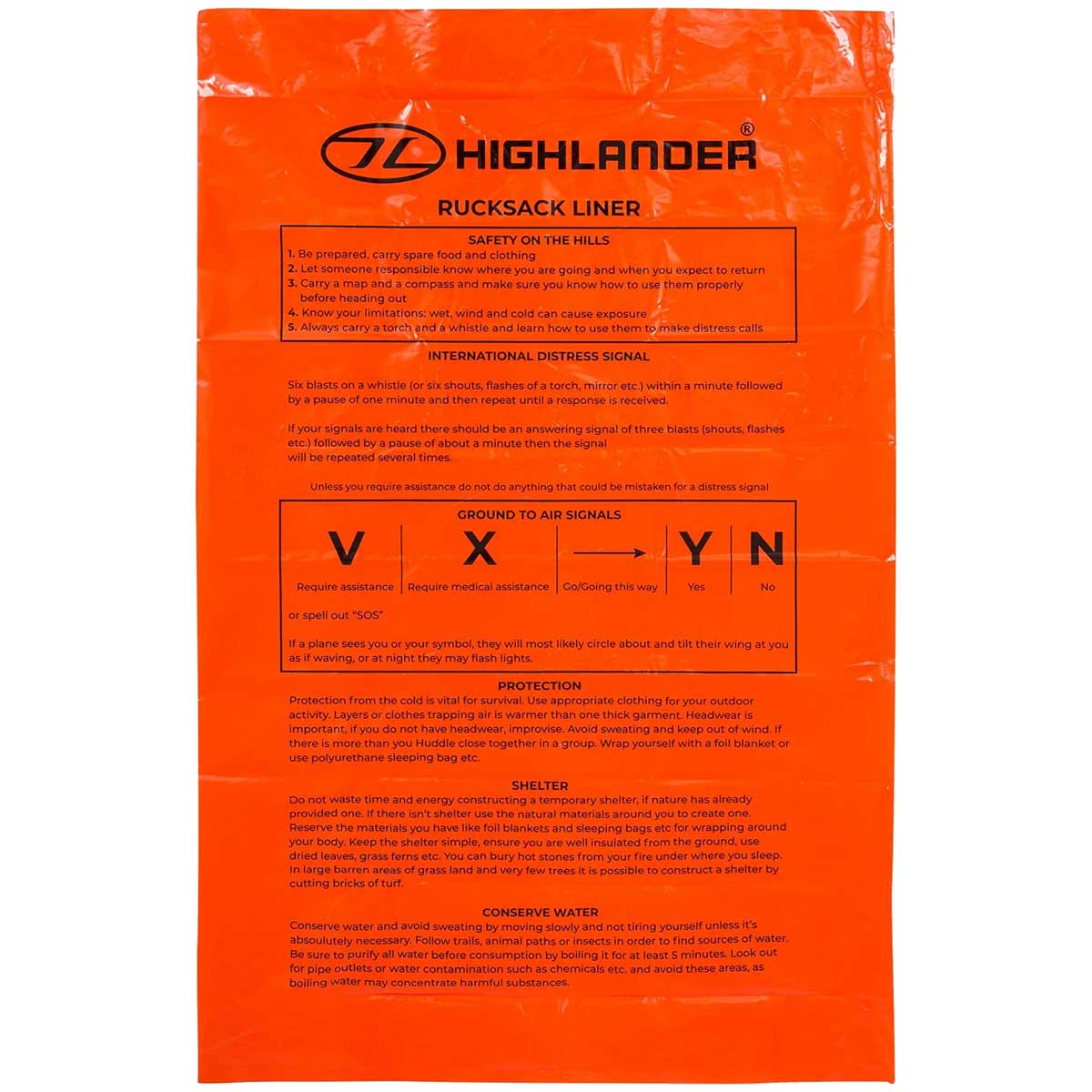 Highlander - Outdoor Rucksack Liner - Wasserdichter Sack 50 l - Orange