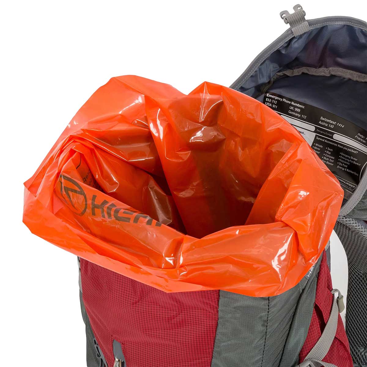 Highlander - Outdoor Rucksack Liner - Wasserdichter Sack 50 l - Orange