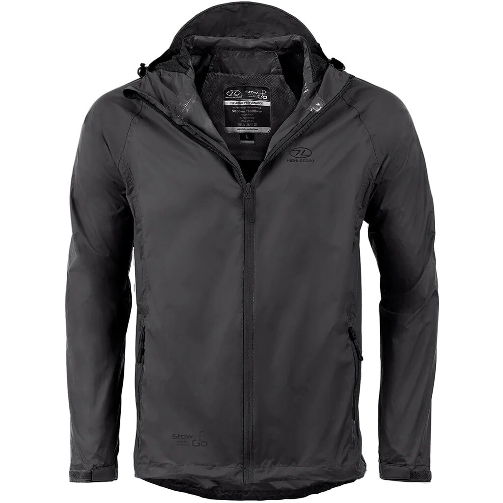 Highlander - Outdoor Stow & Go Pack Away Jacke - Black