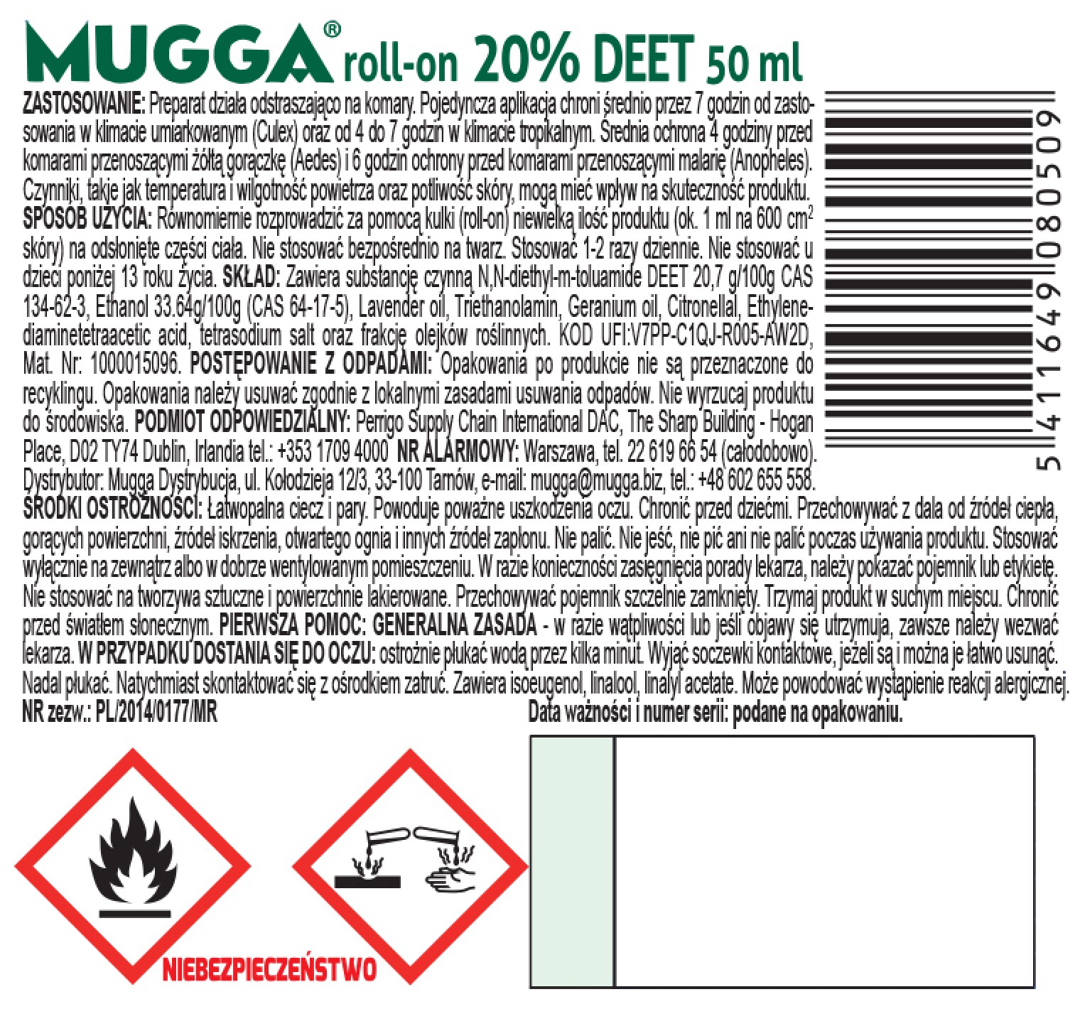 Mugga - Insektenabwehr Roll-on 20% DEET 50 ml