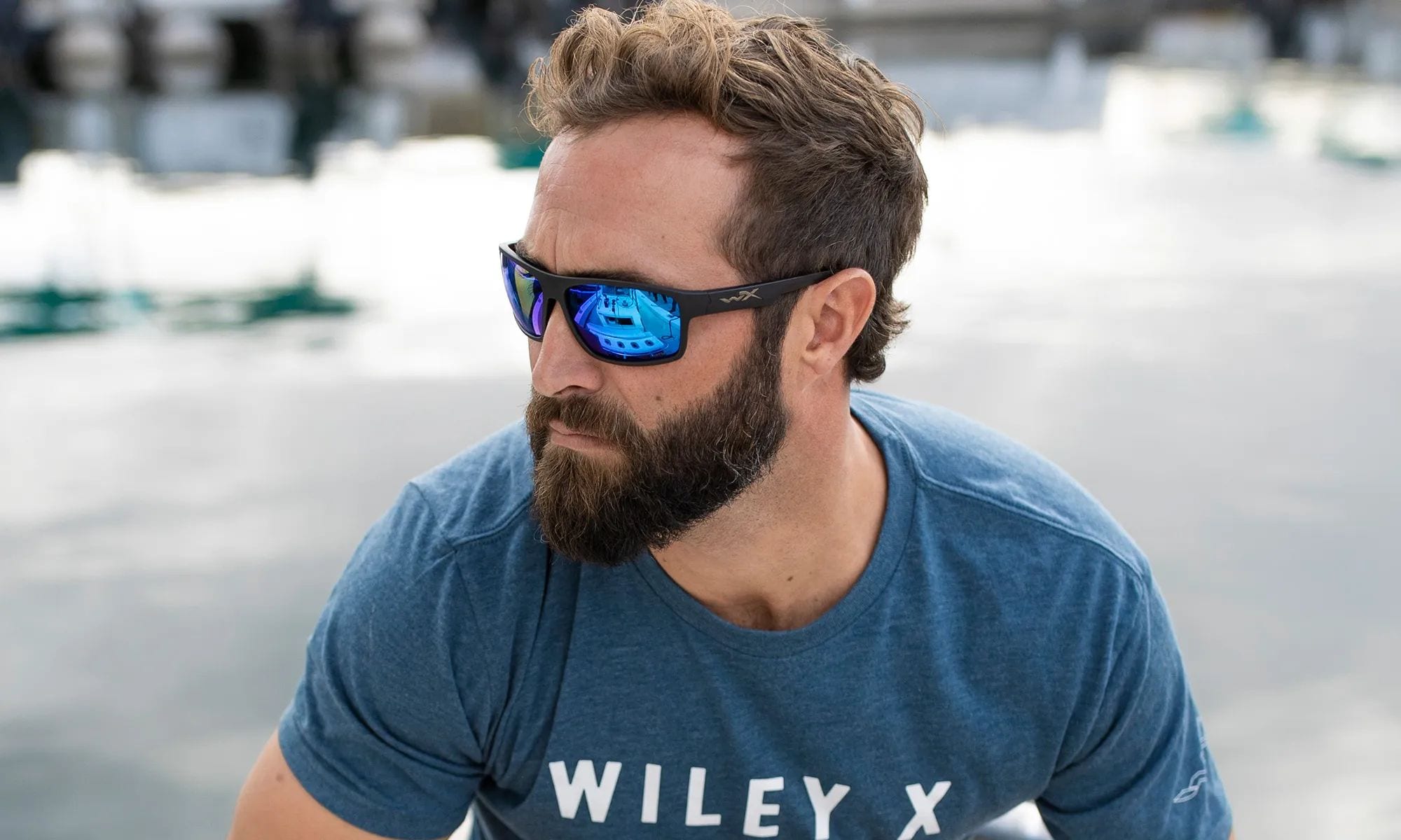 Wiley X Peak Sunglasses - Captivate Polarized Blue Mirror/Matte Black