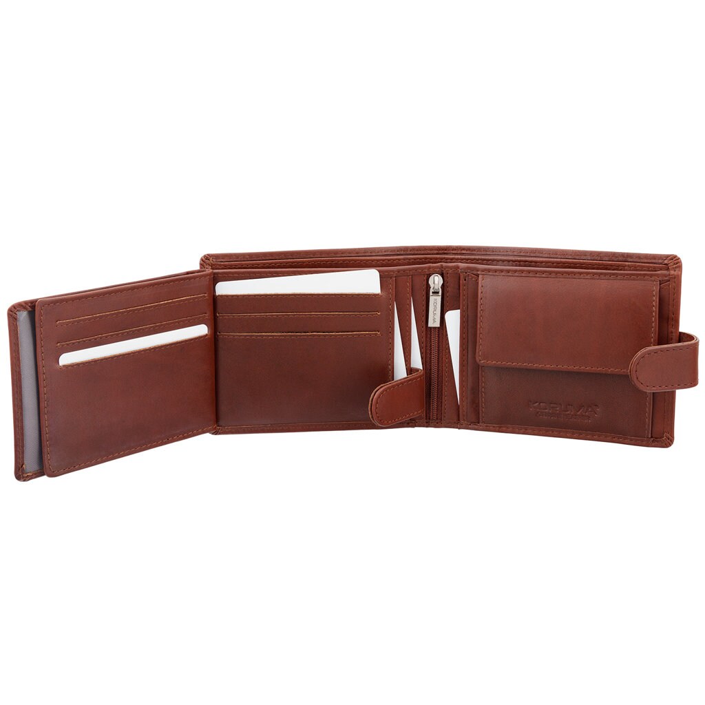 Koruma Smart RFID Block Leather Wallet - Brown
