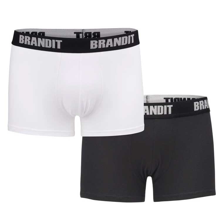 Brandit Boxer Shorts Logo 2 pack - Black/White