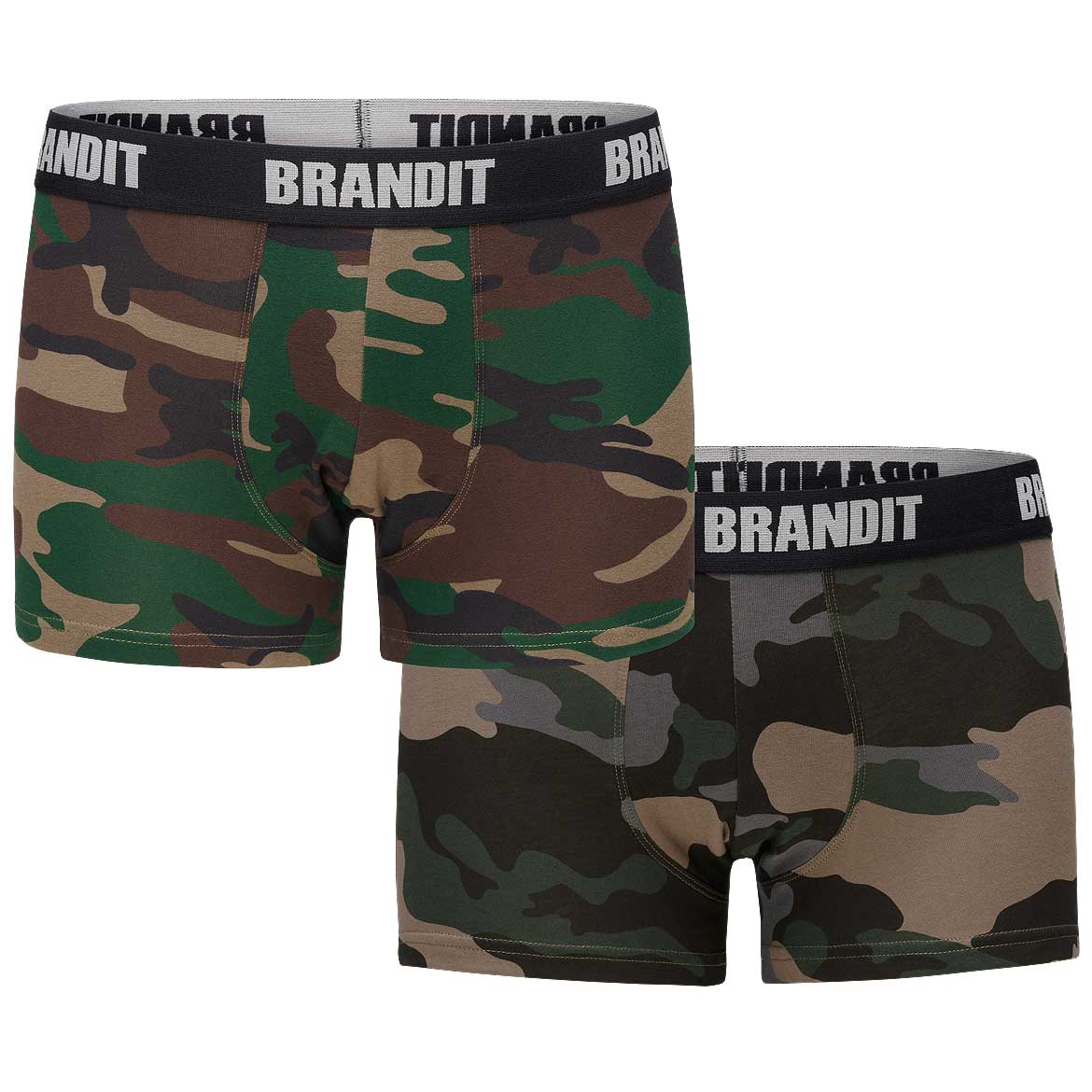 Brandit Boxer Shorts Logo 2 pack - Dark Camo/Woodland