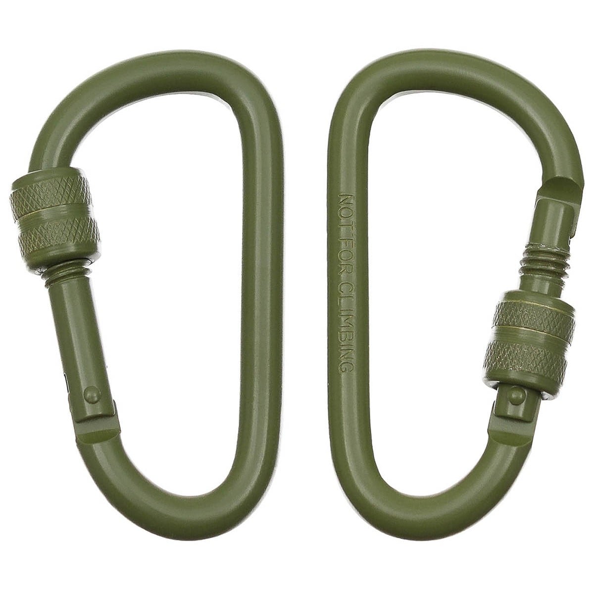 MFH Aluminum Carabiner Screw Lock 8 cm 2-Pack - Olive