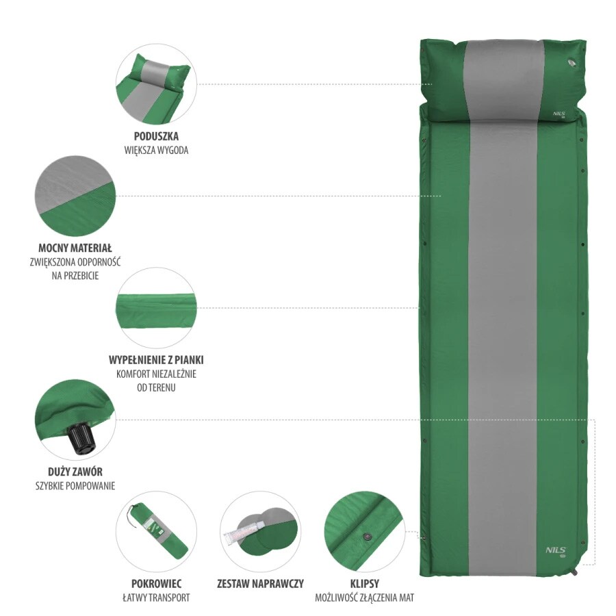 Nils Camp NC4349 Self-inflating mat - Dark Green-Grey