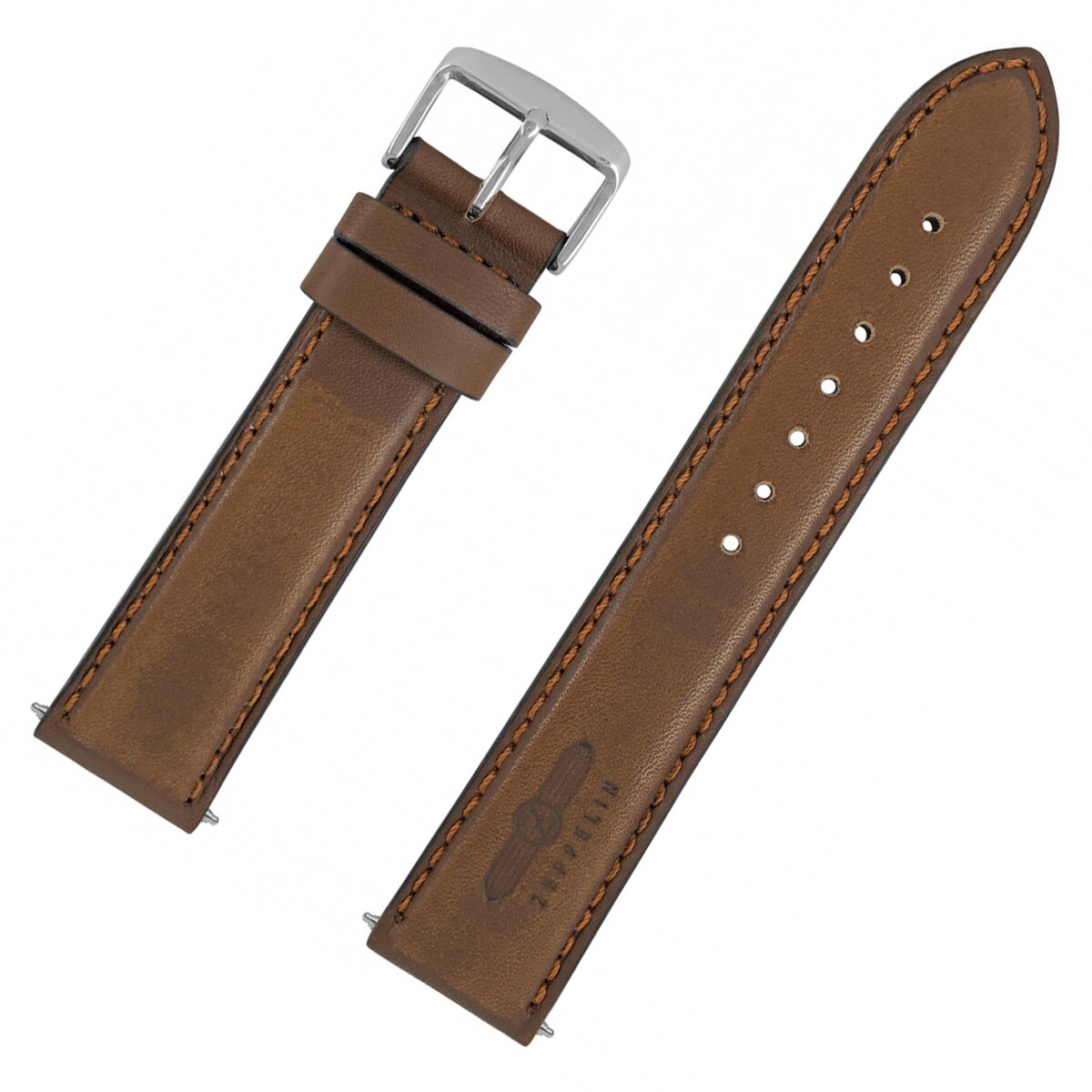 Zeppelin leather watch strap 22 mm - Light brown 