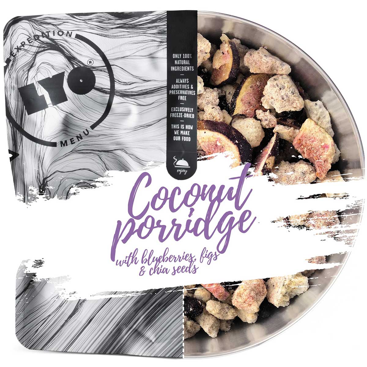 LYOFOOD Freeze-dried food coconut porridge with blueberries, figs and chia seeds 300 g