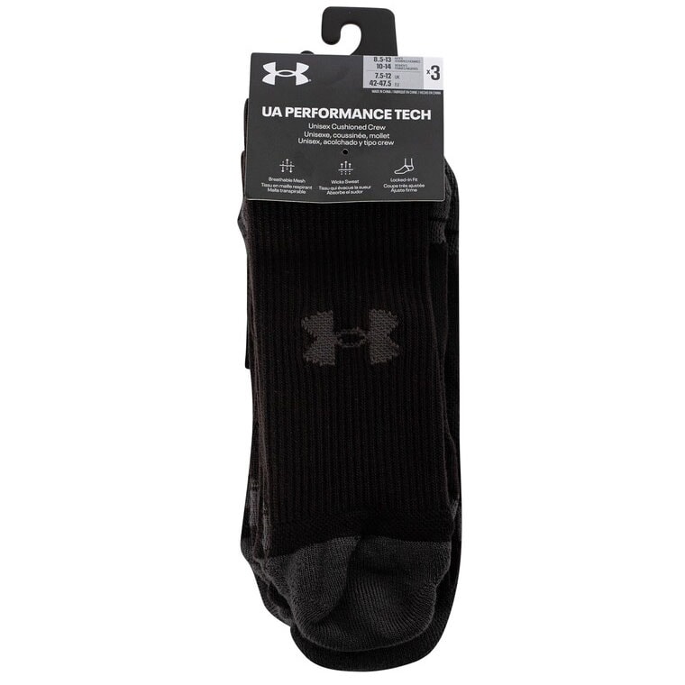 Under Armour Performance Tech Socks Black - 3 Pack