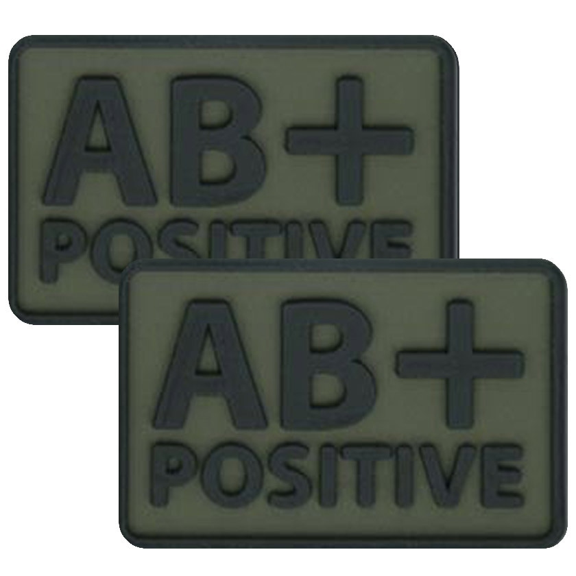 Helikon Blood Group AB/Rh+ PVC Patch Olive green - 2 pcs