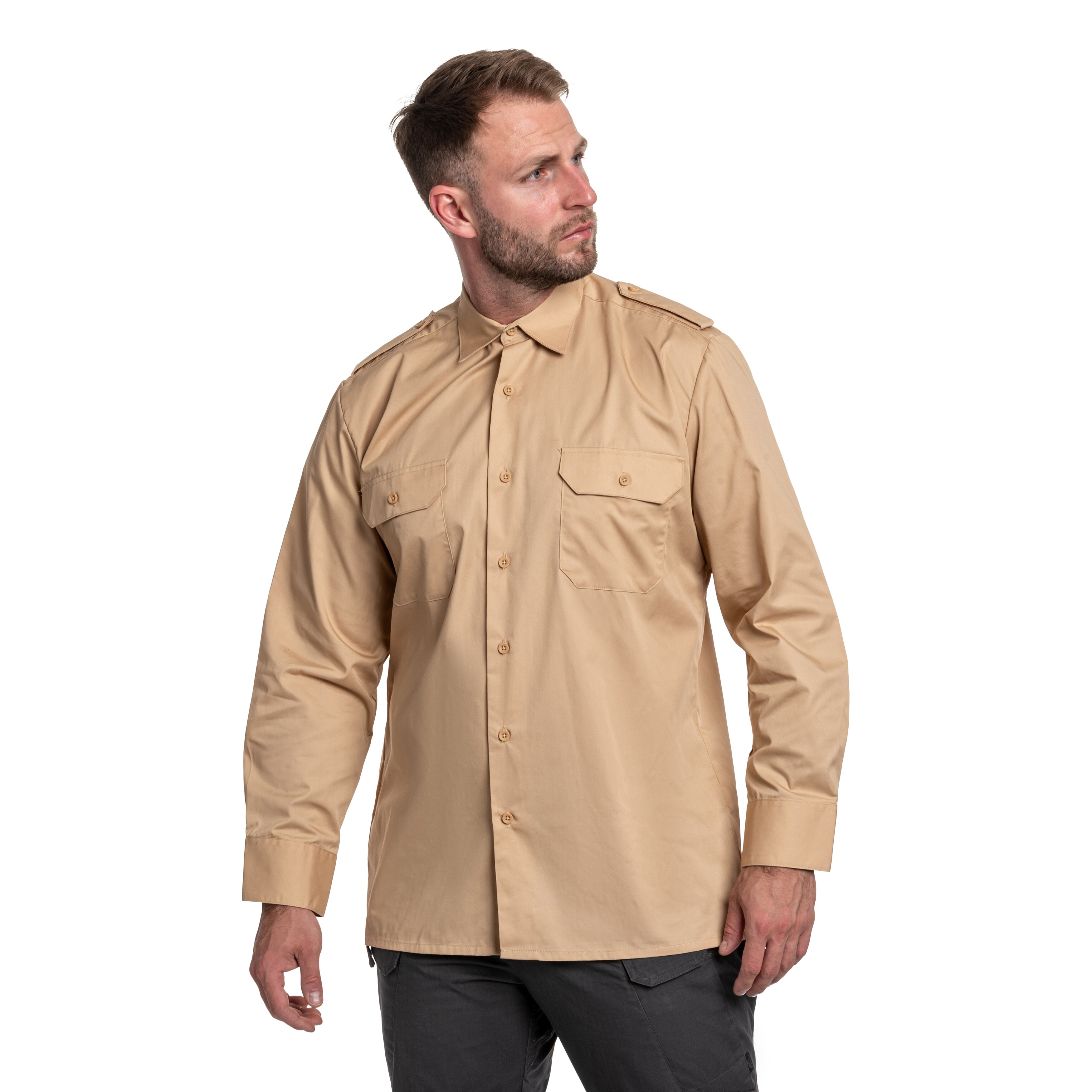 Mil-Tec Service Long Sleeve Shirt - Khaki