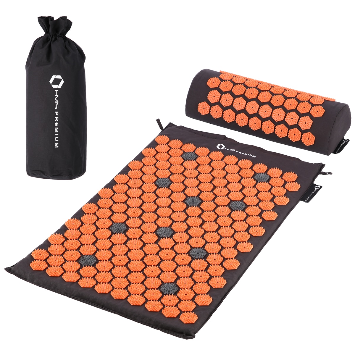 HMS Premium AKM01 Acupressure Mat with cushion - black/orange