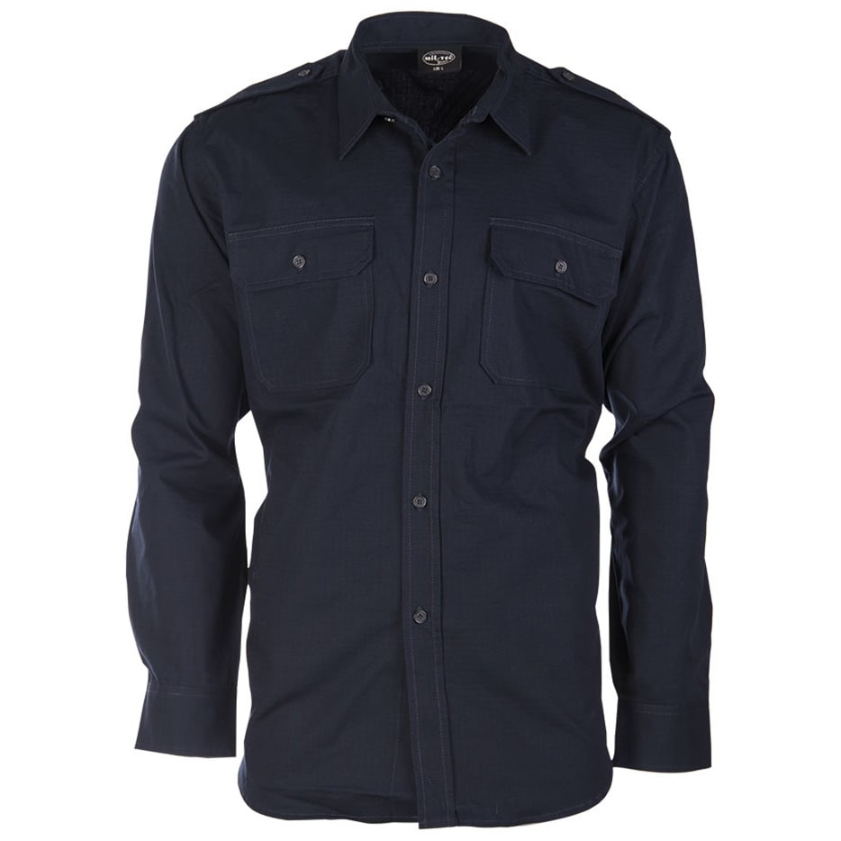 Mil-Tec Ripstop Tactical Shirt Long Sleeve - Dark Blue