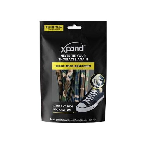 Xpand No-Tie Elastic Shoelaces - Green Camo