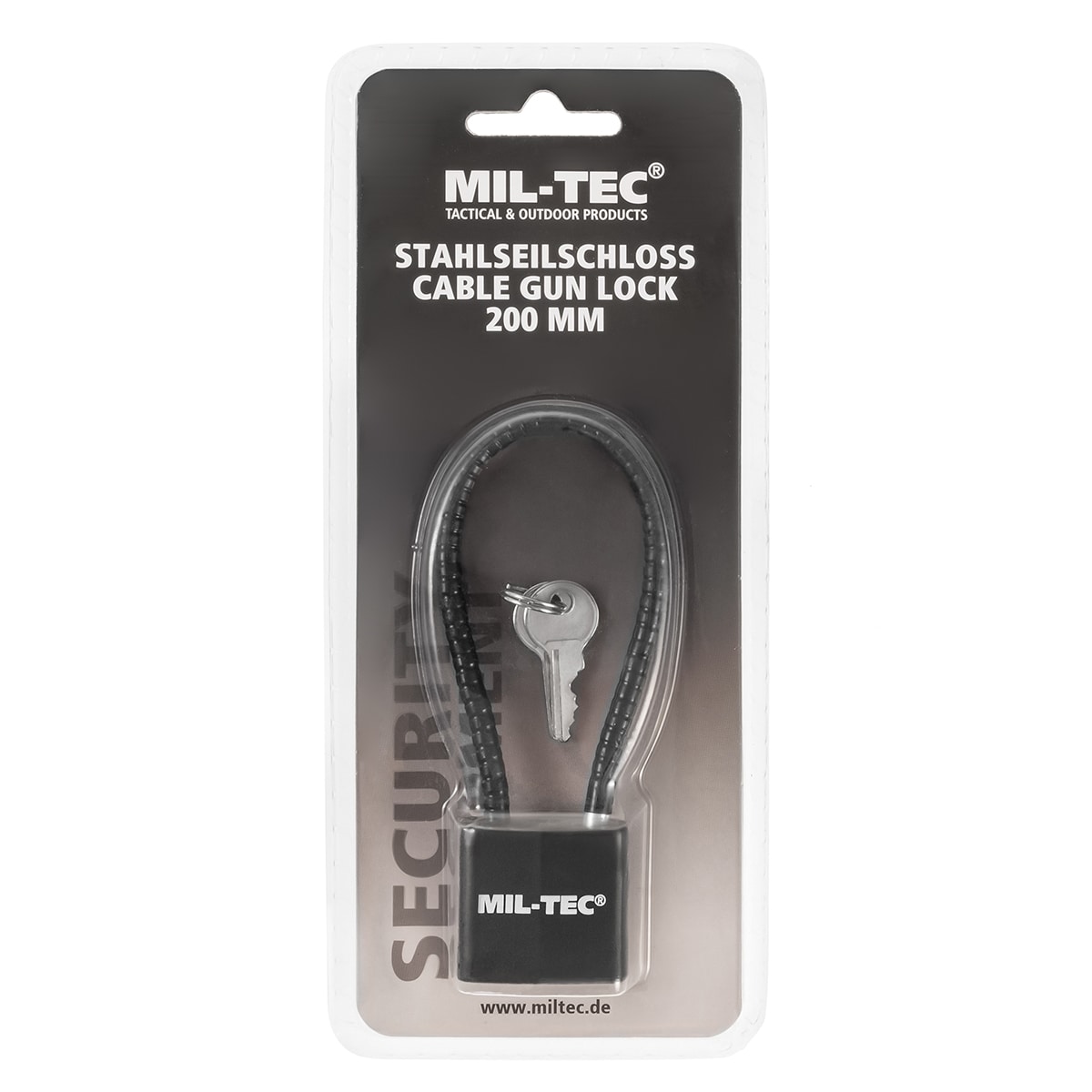 Mil-Tec padlock with 20 cm cable - Black